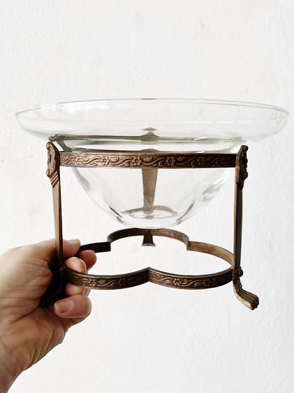 Antique Blown Glass Bowl with Stand