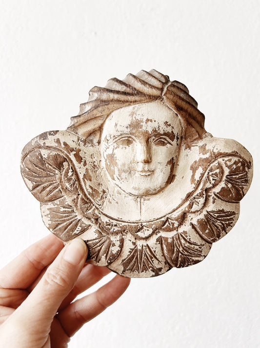 Vintage Folk Art Carved Wood Plaque