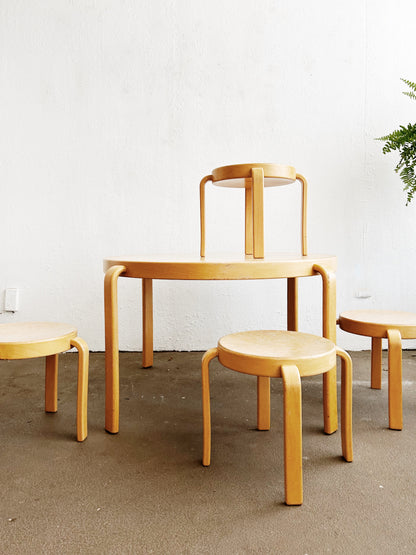 Vintage Magnus Olesen Kids Table and Stools Denmark