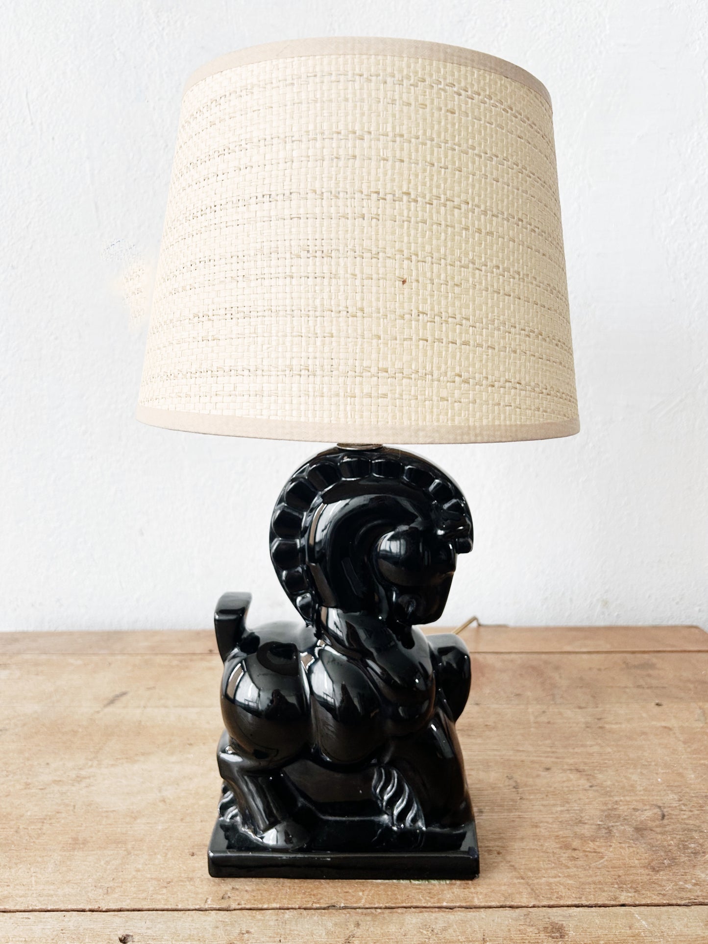 Mid Century Ceramic Trojan Horse Lamp