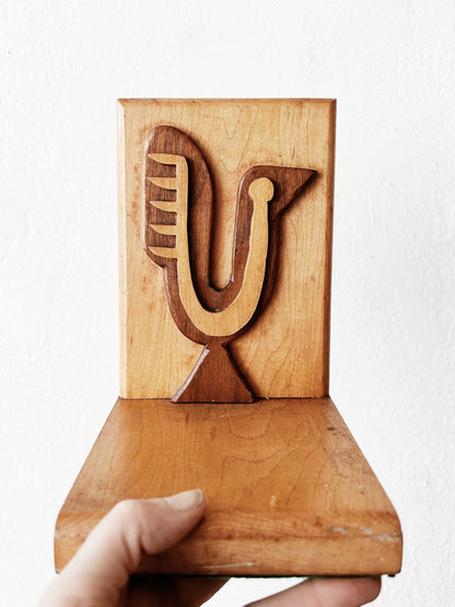 Handmade Wood Folk Art Bookend
