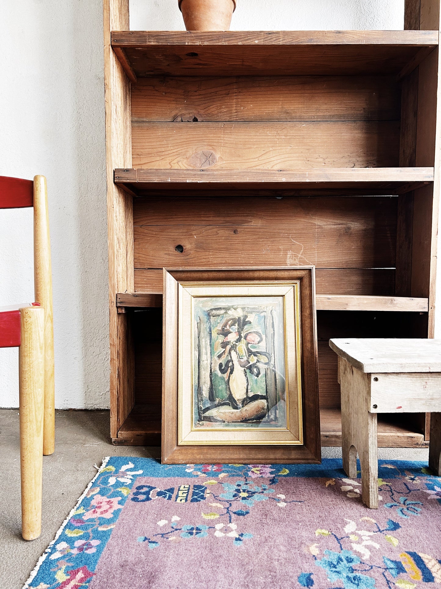 Vintage Tall Handmade Wood Shelf
