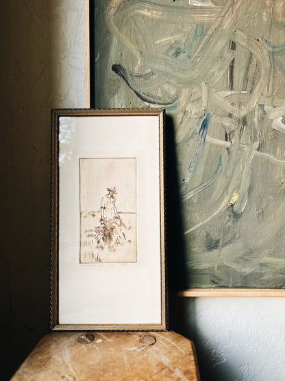 Vintage Original Harvest Etching