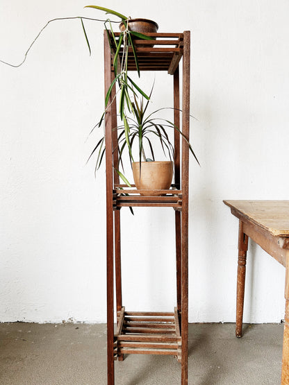 Tall Vintage Slatted wood Plant Stand