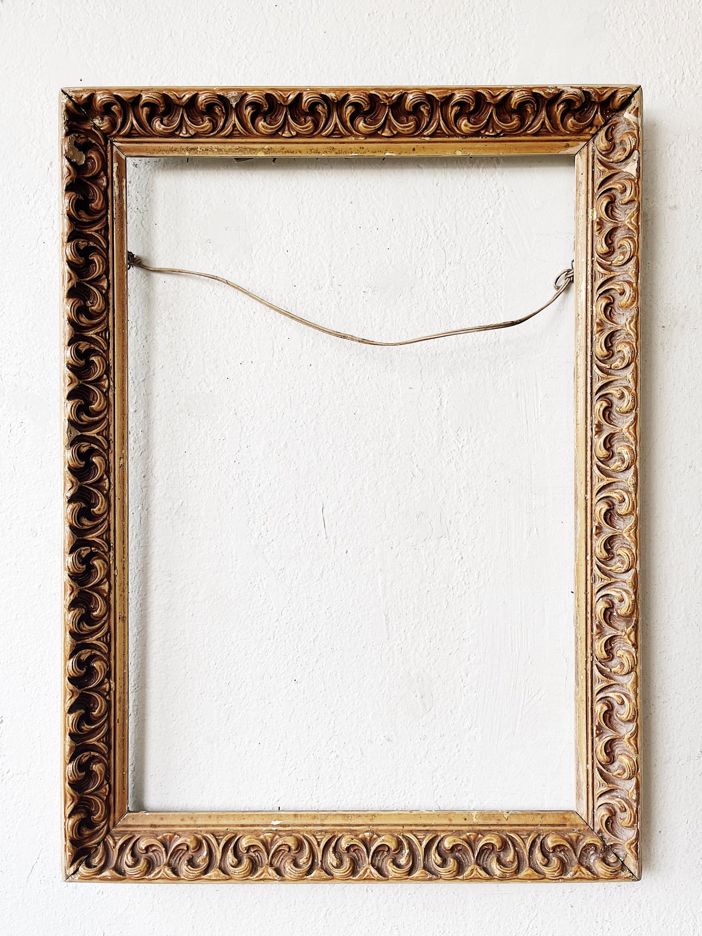 Large Mid Century Carved Wood Frame