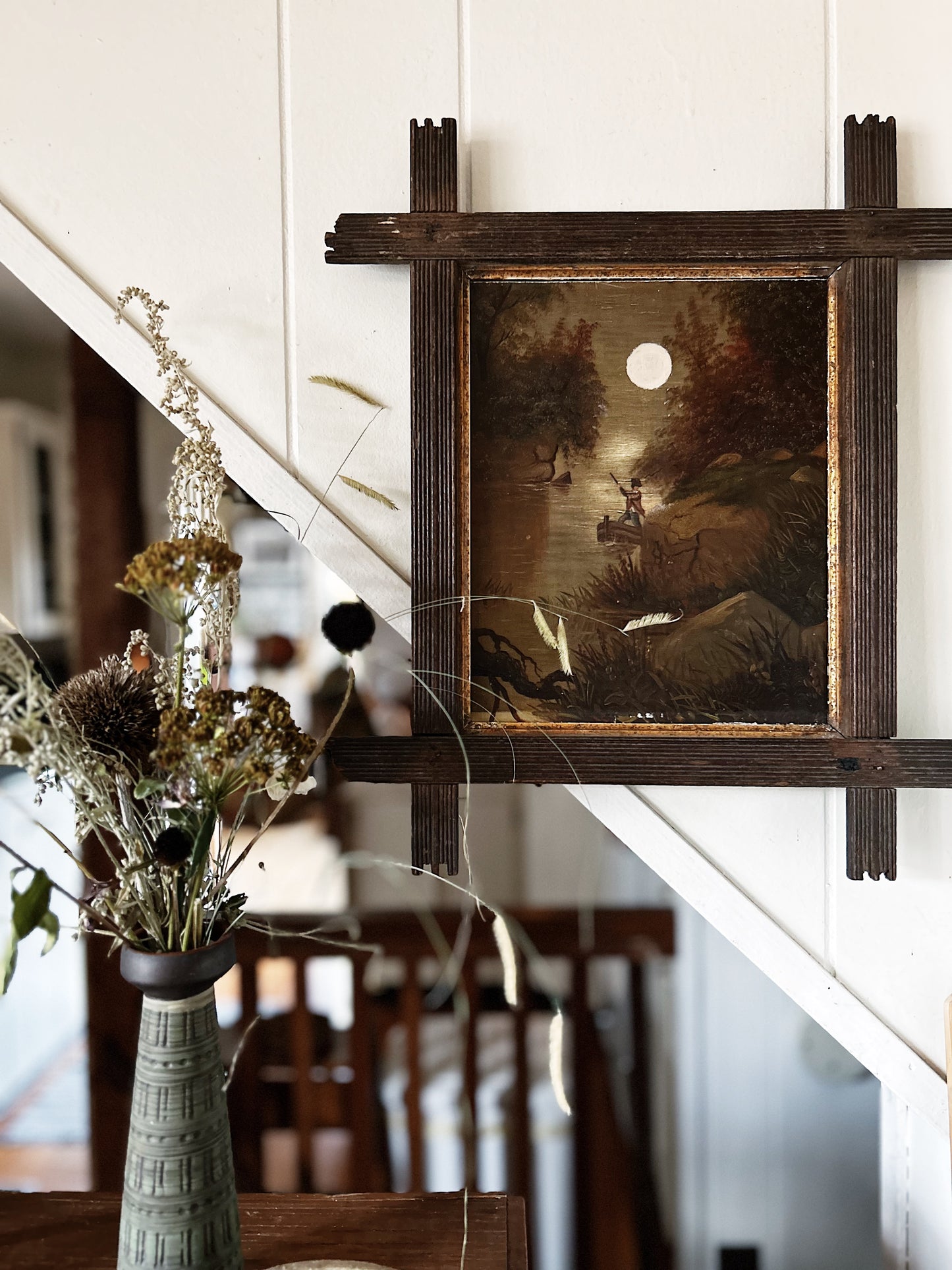 Antique Oil Landscape in Eastlake Frame