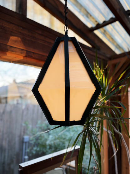 Vintage Lucite and Wood Pendant Light