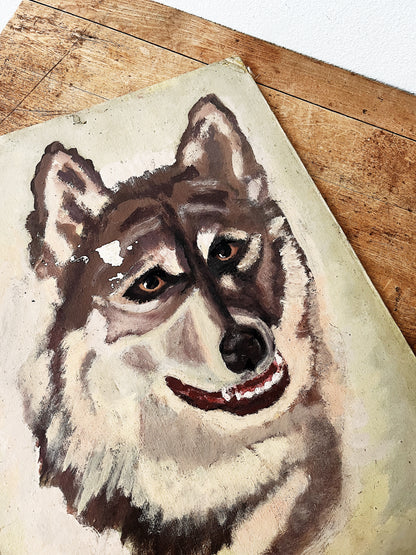 Vintage Smiling Husky Painting