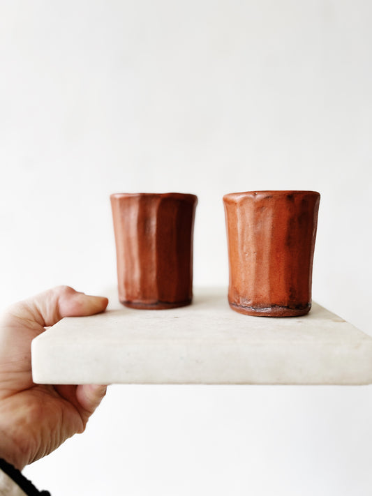 Pair of Handmade Faceted Tumblers