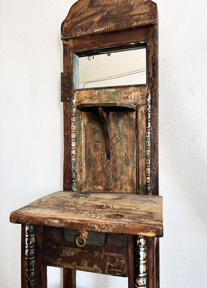 Antique Handmade Wood Folk Shelf/ Entry Stand Mexico