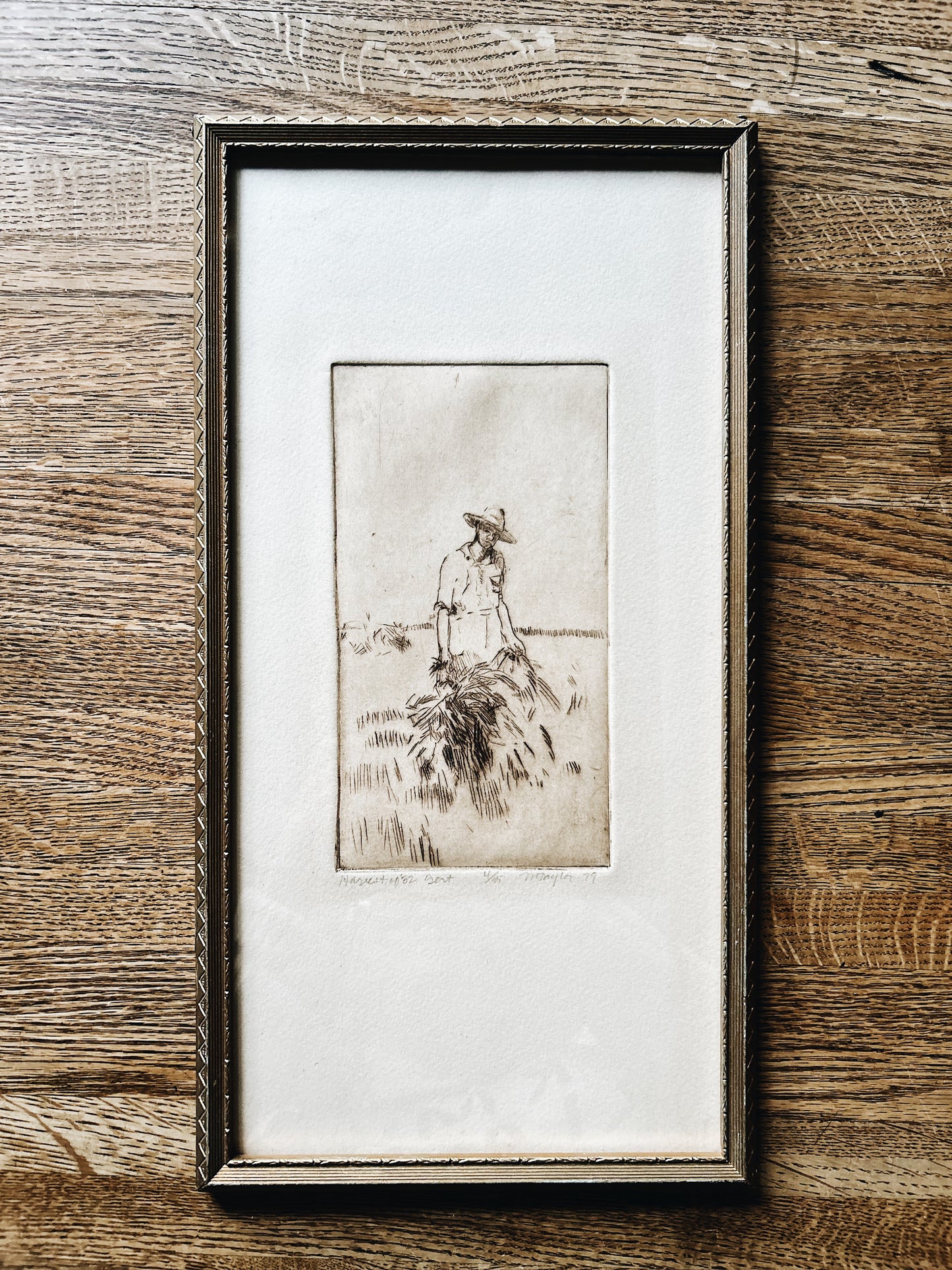 Vintage Original Harvest Etching