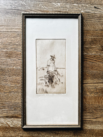 Vintage Original Harvest Etching