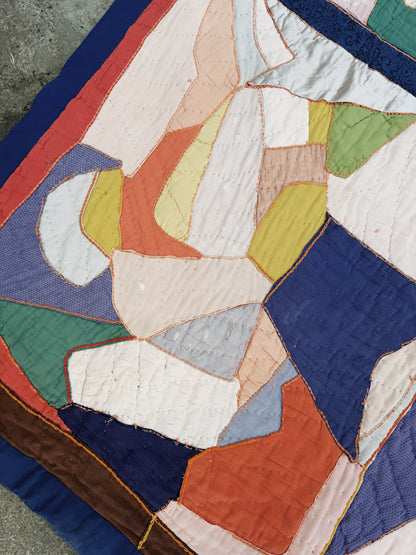Vintage Silk Freeform Quilt
