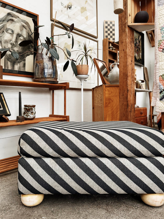 Vintage Striped Ottoman