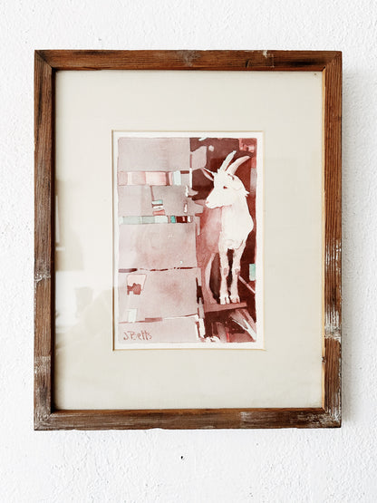 Vintage Signed Judi Betts Goat Painting