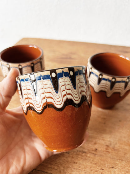 Set of Four Belgian Pottery Cups