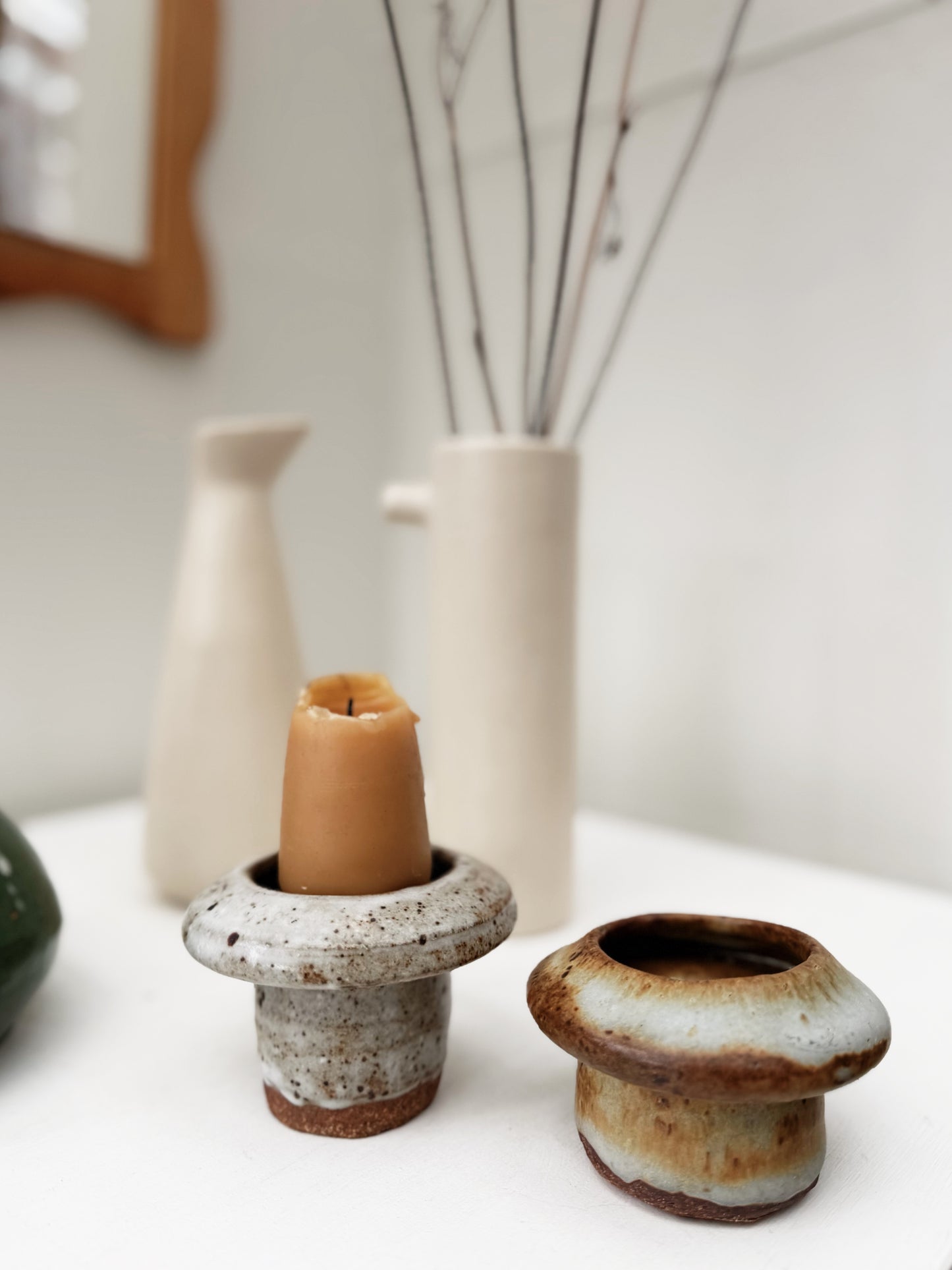 Handmade Ceramic Candleholder Pair