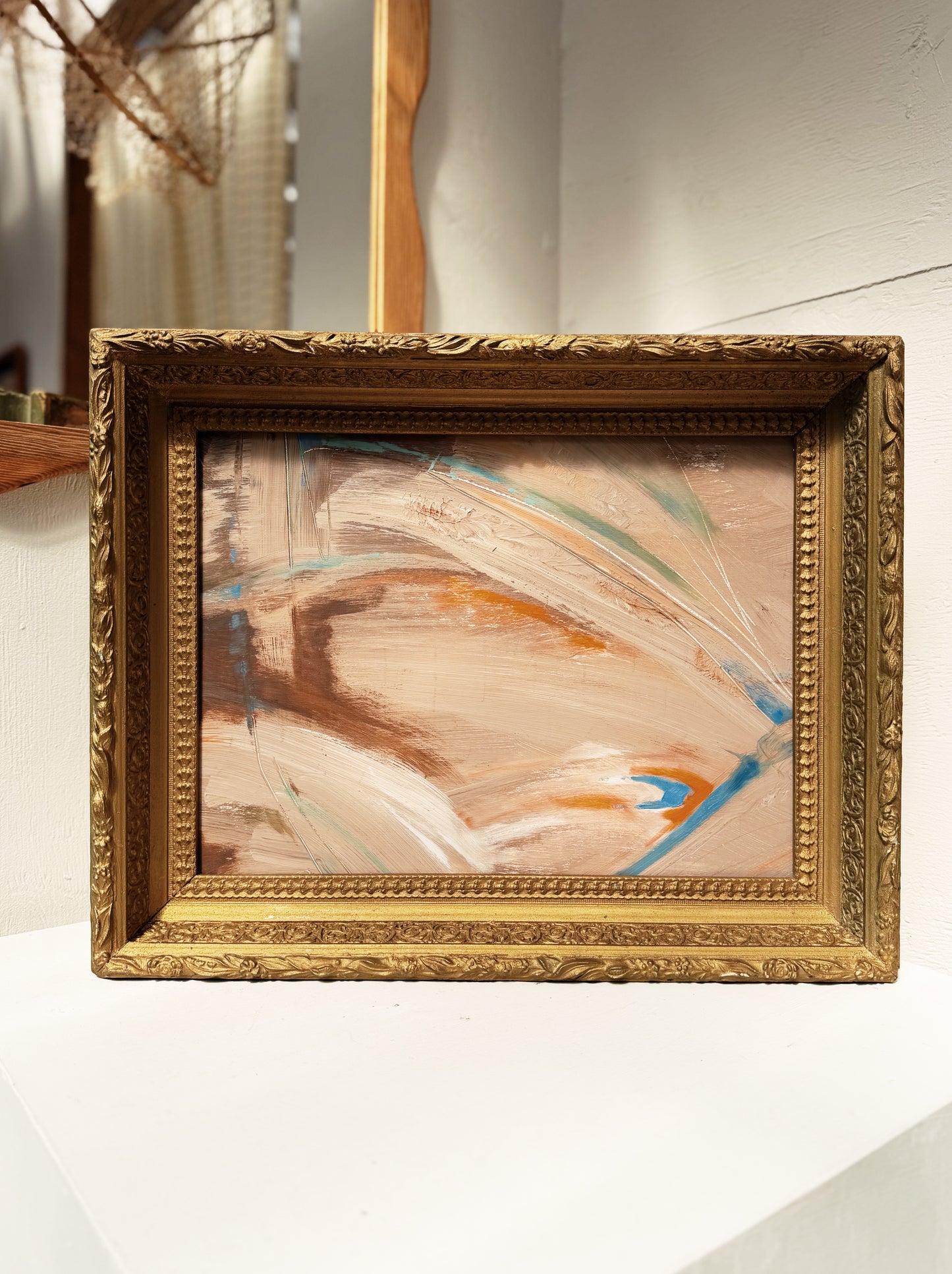 Vintage Abstract Expressionist Painting in Antique Gilt Frame