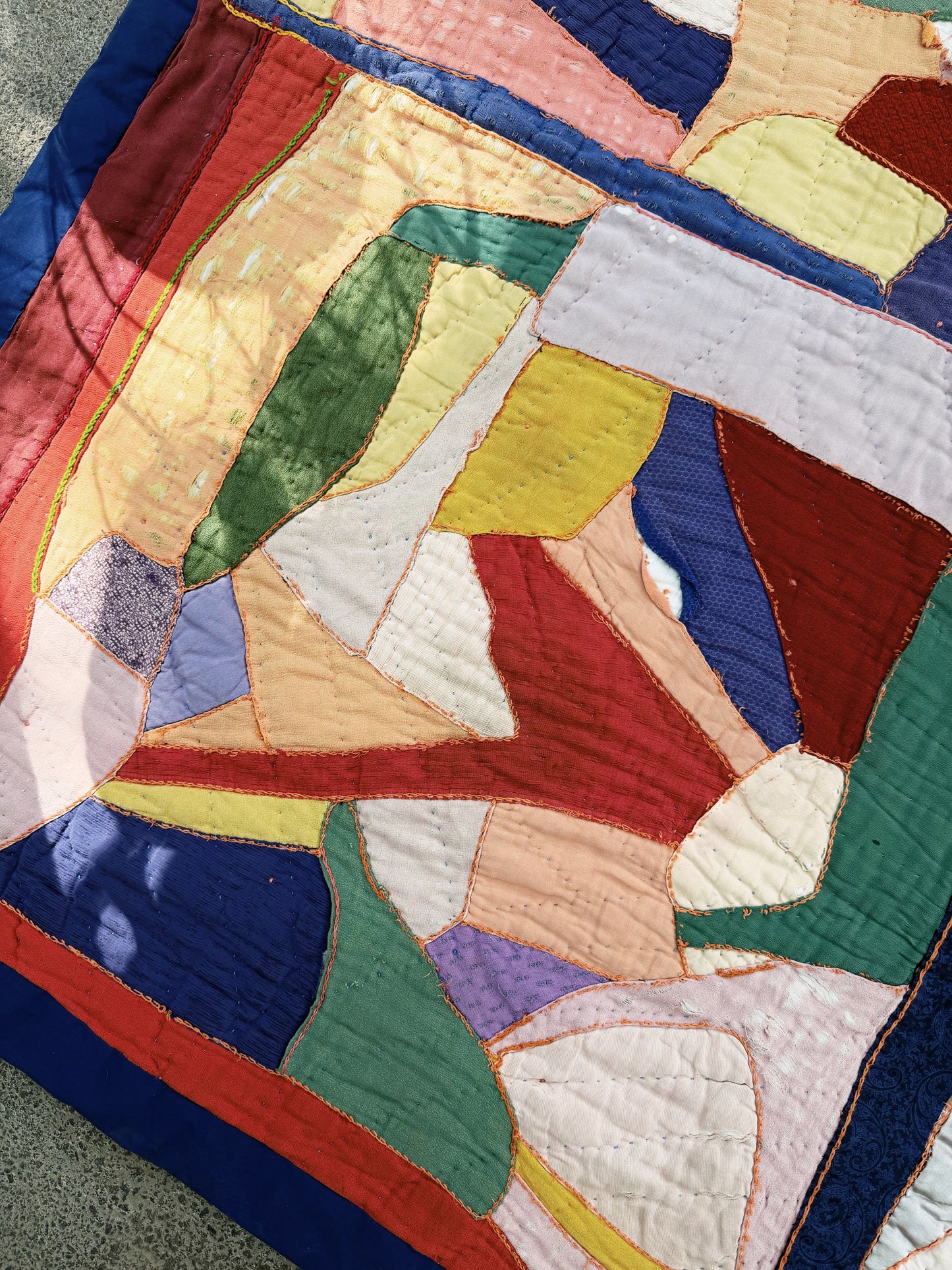 Vintage Silk Freeform Quilt