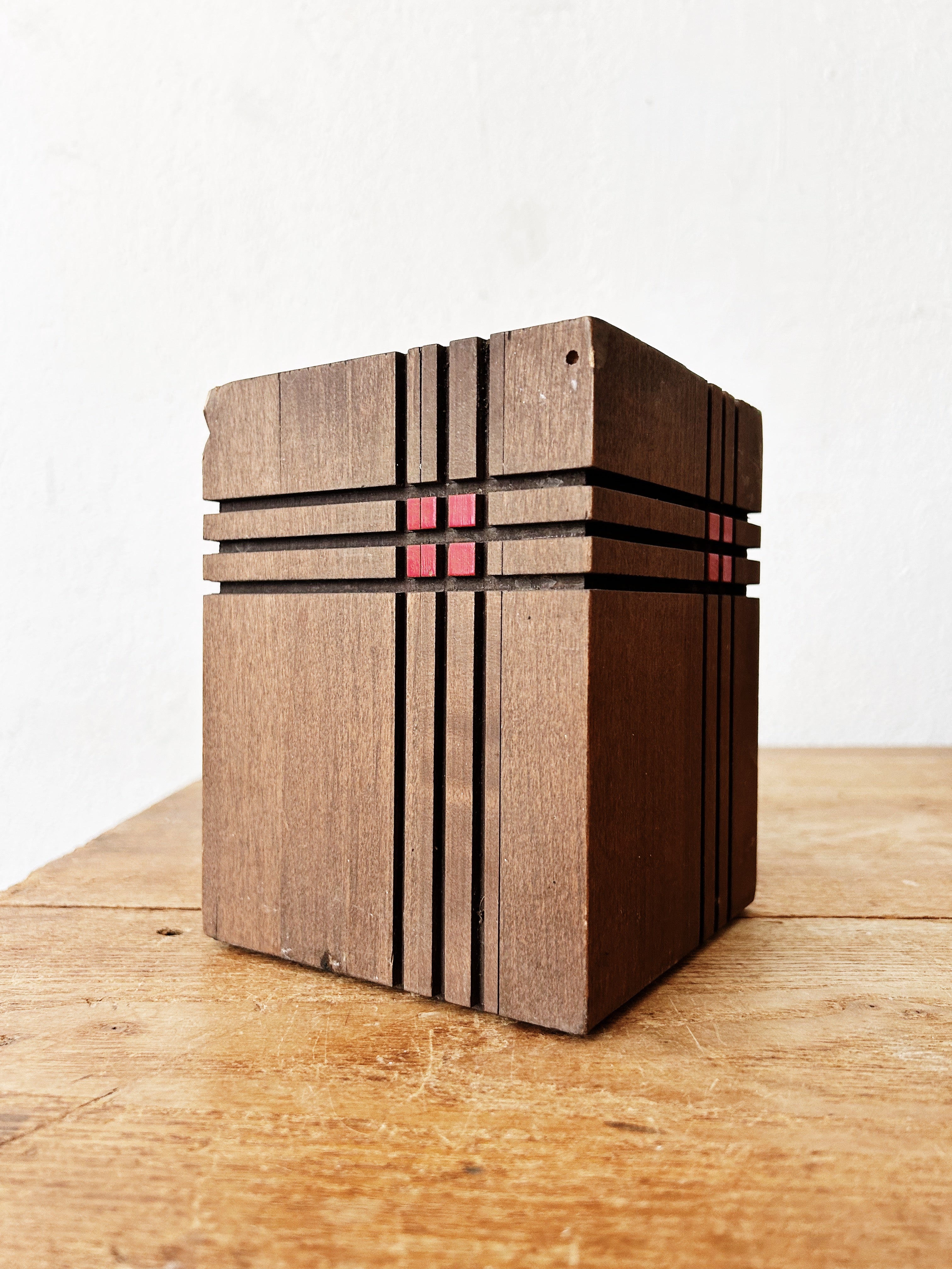 Vintage Handmade Wood Pedestal - Thumbnail 3