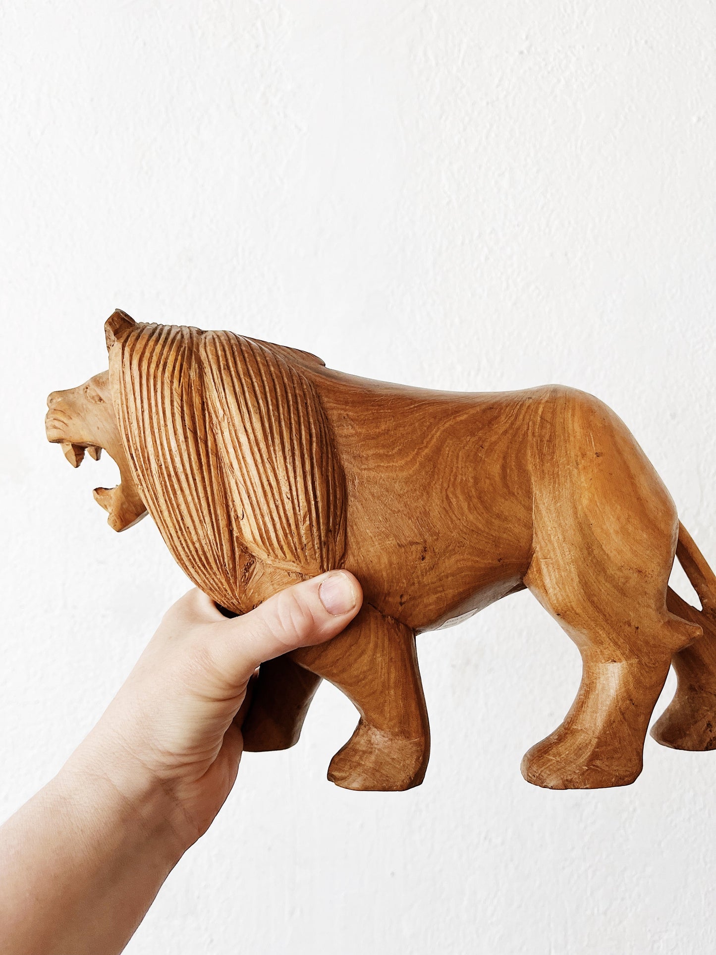 Vintage Carved Wood Lion