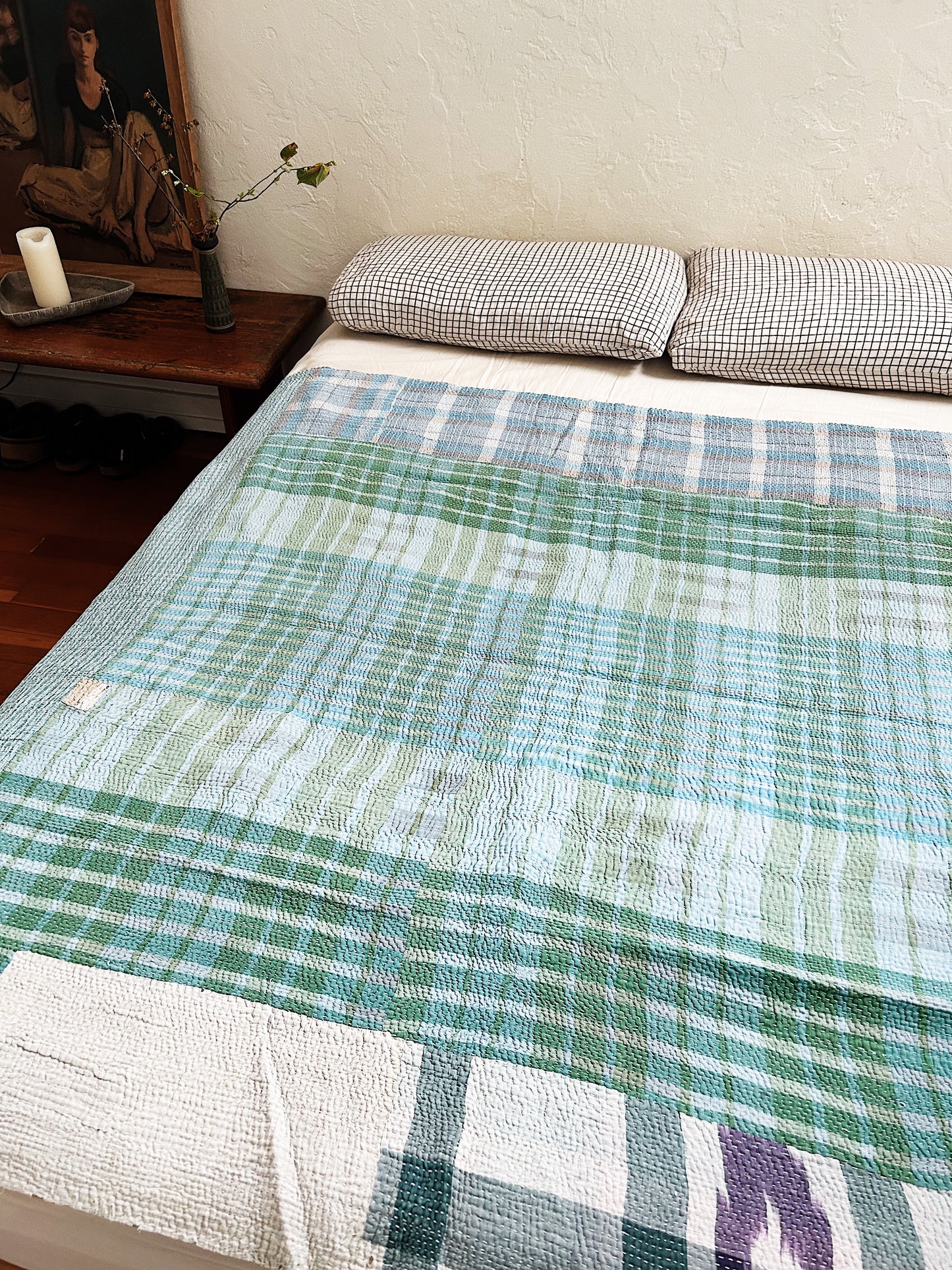 Vintage Ikat Patch Kantha Quilt