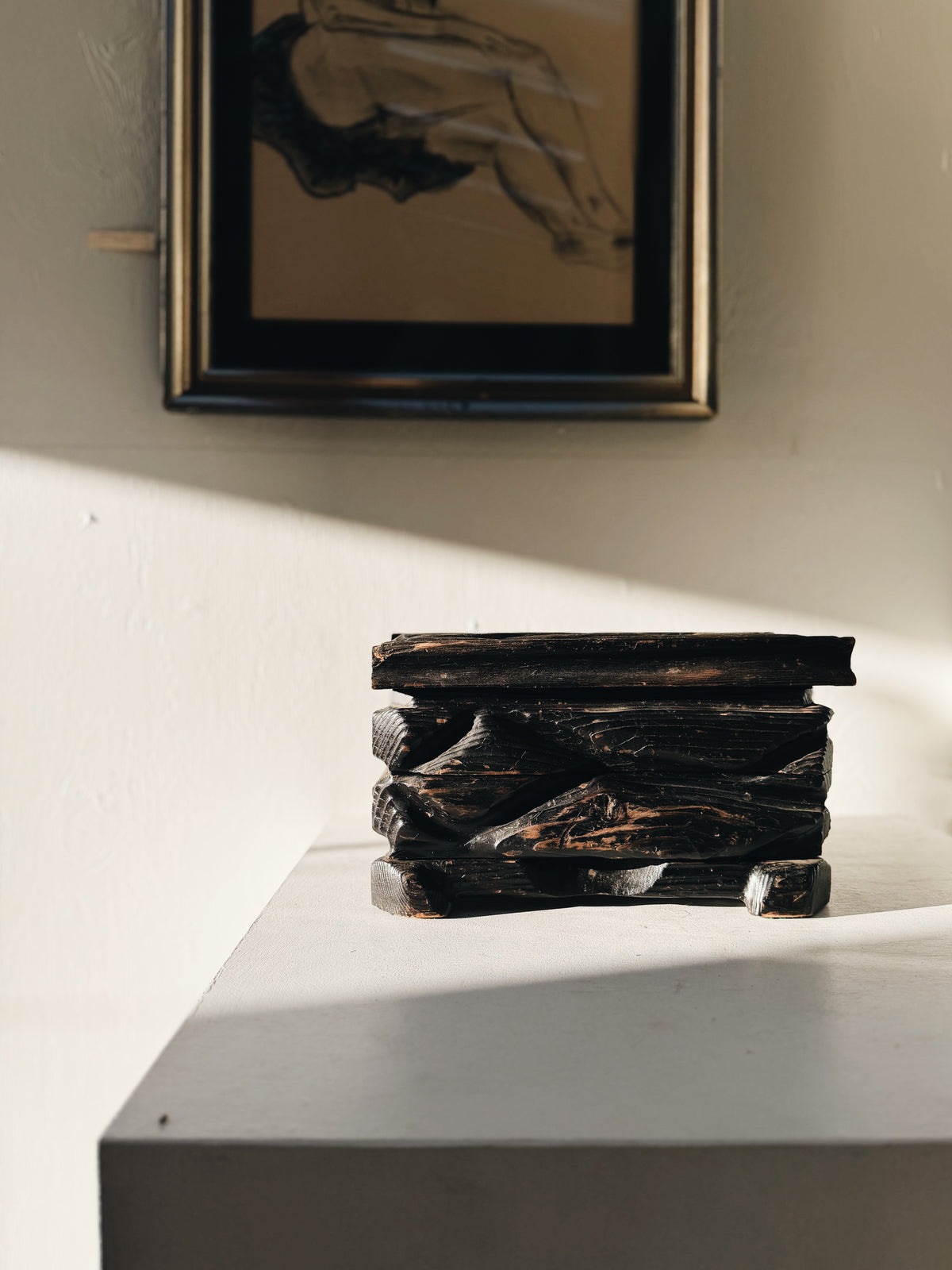 Shou Sugi Ban Carved Wood Box