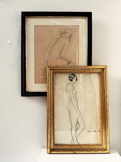 1920s Max Allara Charcoal Figure Drawing
