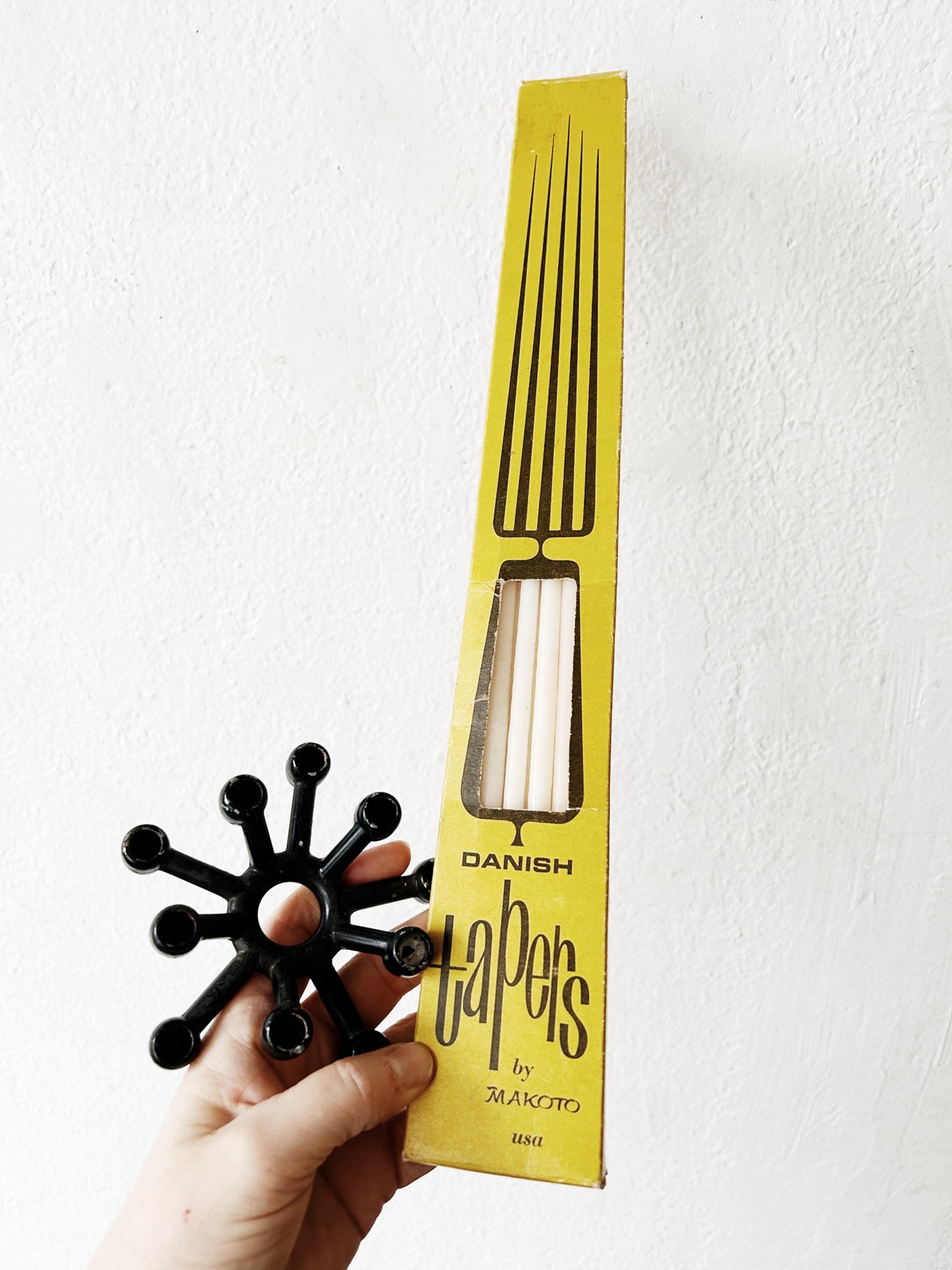 Vintage Danish Tapers with Metal Dansk Holder
