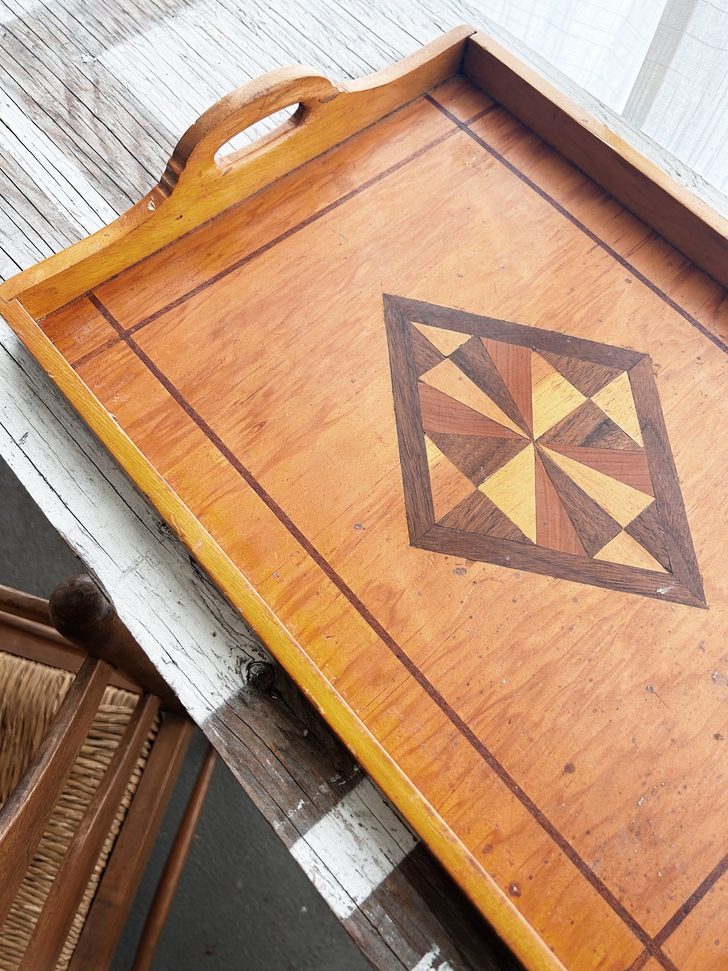 Vintage Wood Inlay Tray