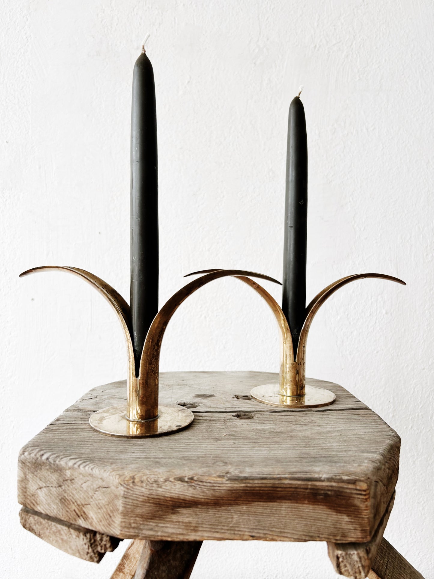 Vintage Scandinavian Ystad Candlestick Pair