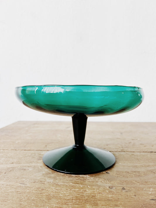 Vintage Blown Glass Pedestal Dish