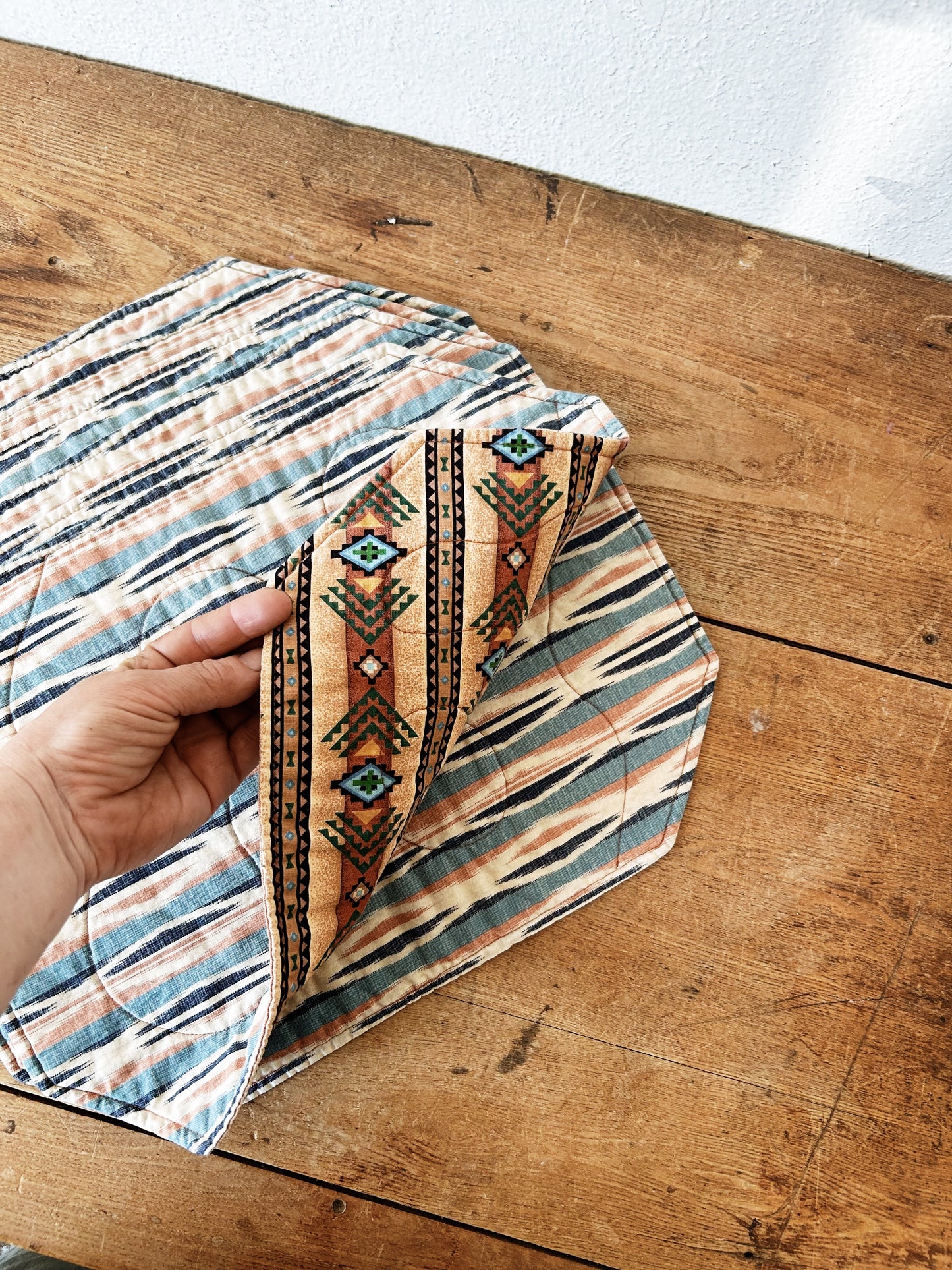 Vintage Quilted Placemat Set Six