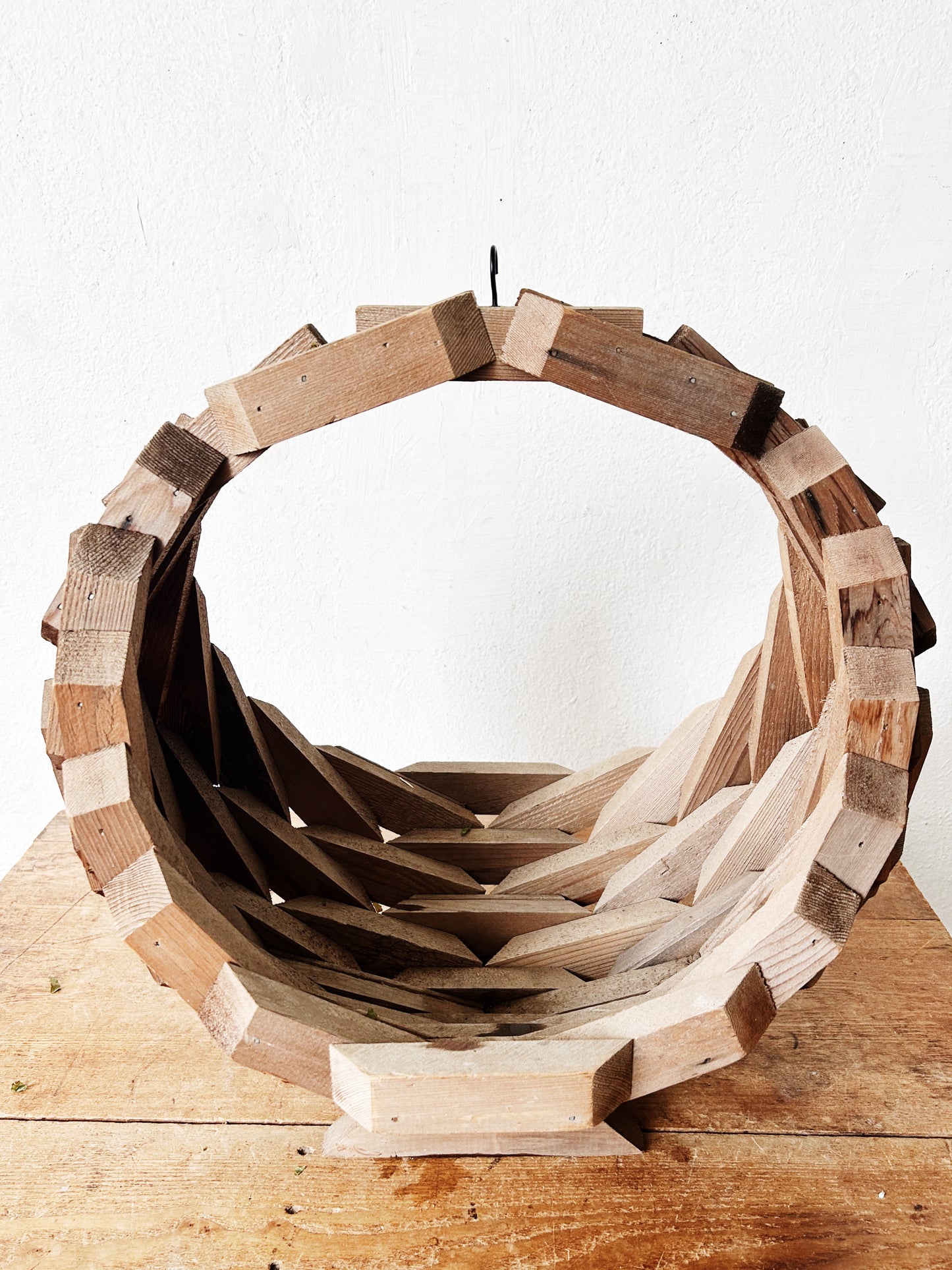 Extra Large Half Moon Tramp Art Planter with Hanging Chain