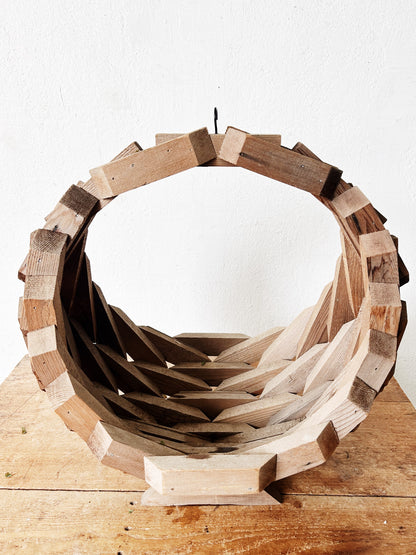 Extra Large Half Moon Tramp Art Planter with Hanging Chain