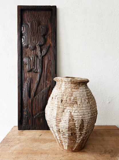 Large Vintage Carved Wood Panel