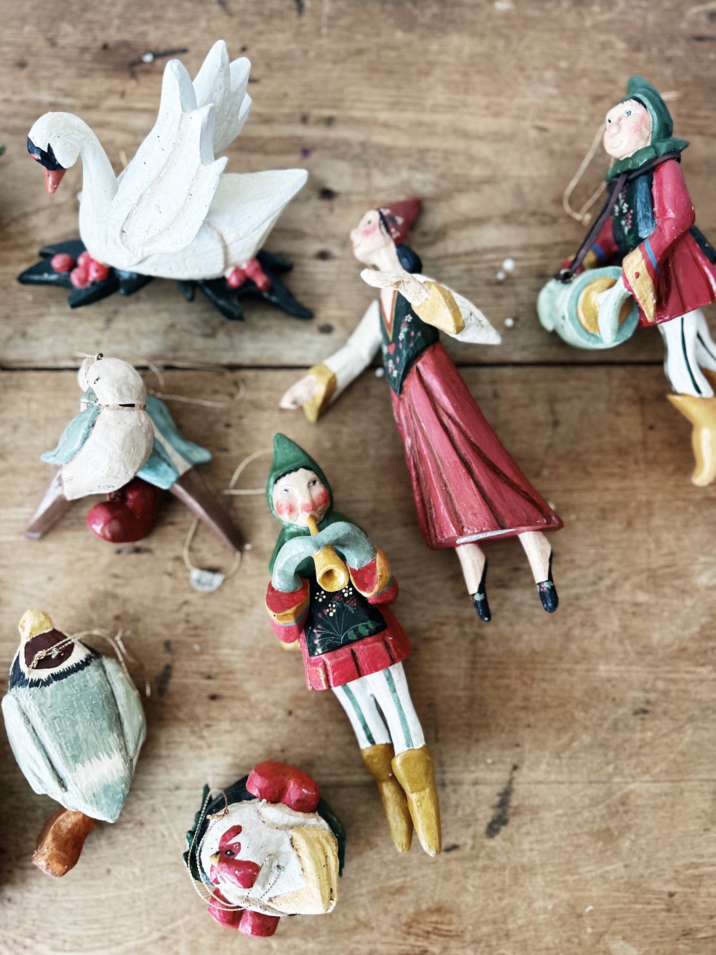 Vintage Denise Calla Folk Art ‘12 Days of Christmas’ Ornament Set