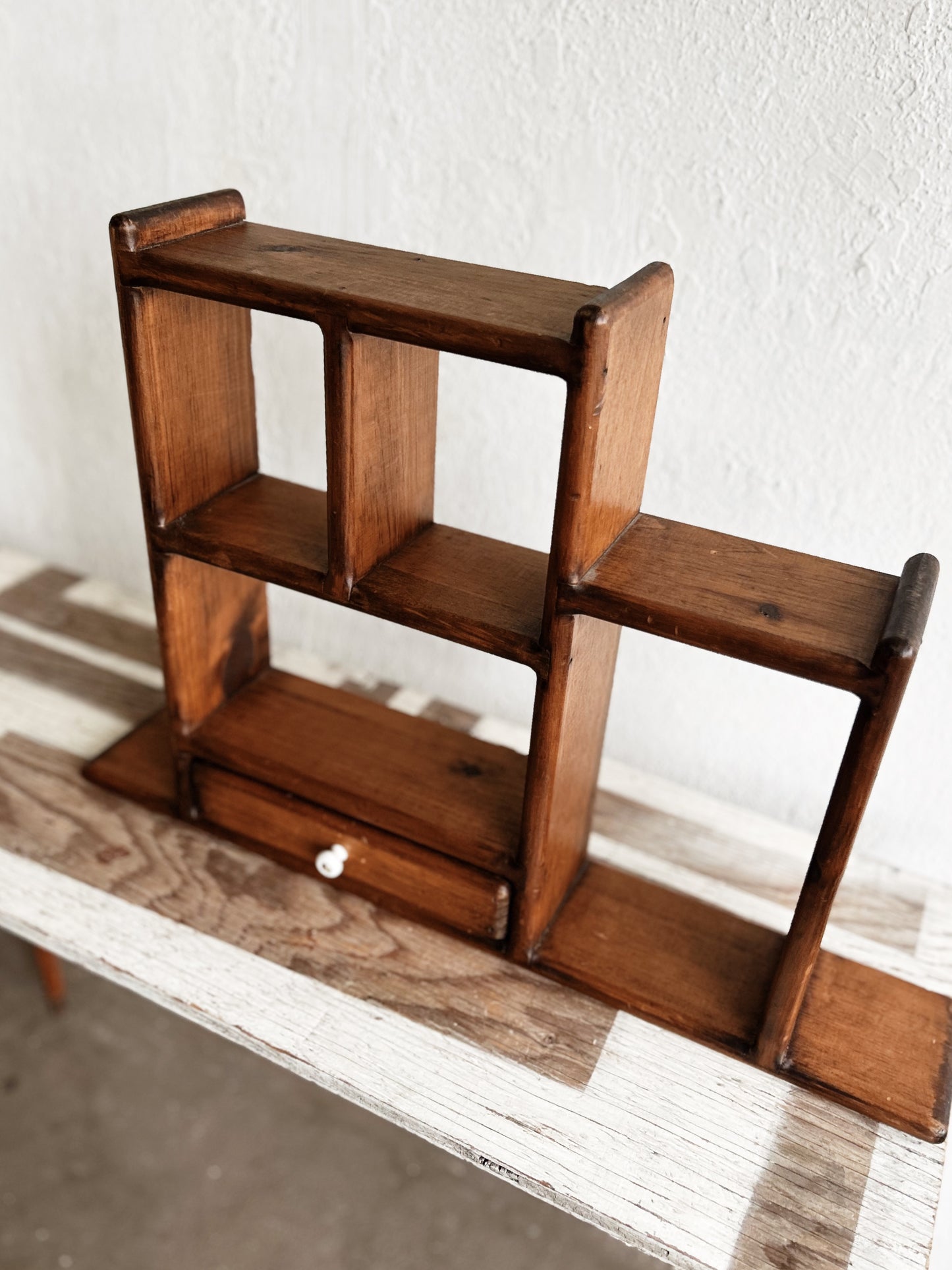 Vintage Wood Cubby Shelf