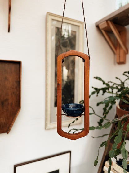Vintage Teak Hanging Planter