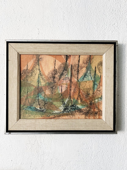 Vintage Abstract Encaustic Painting