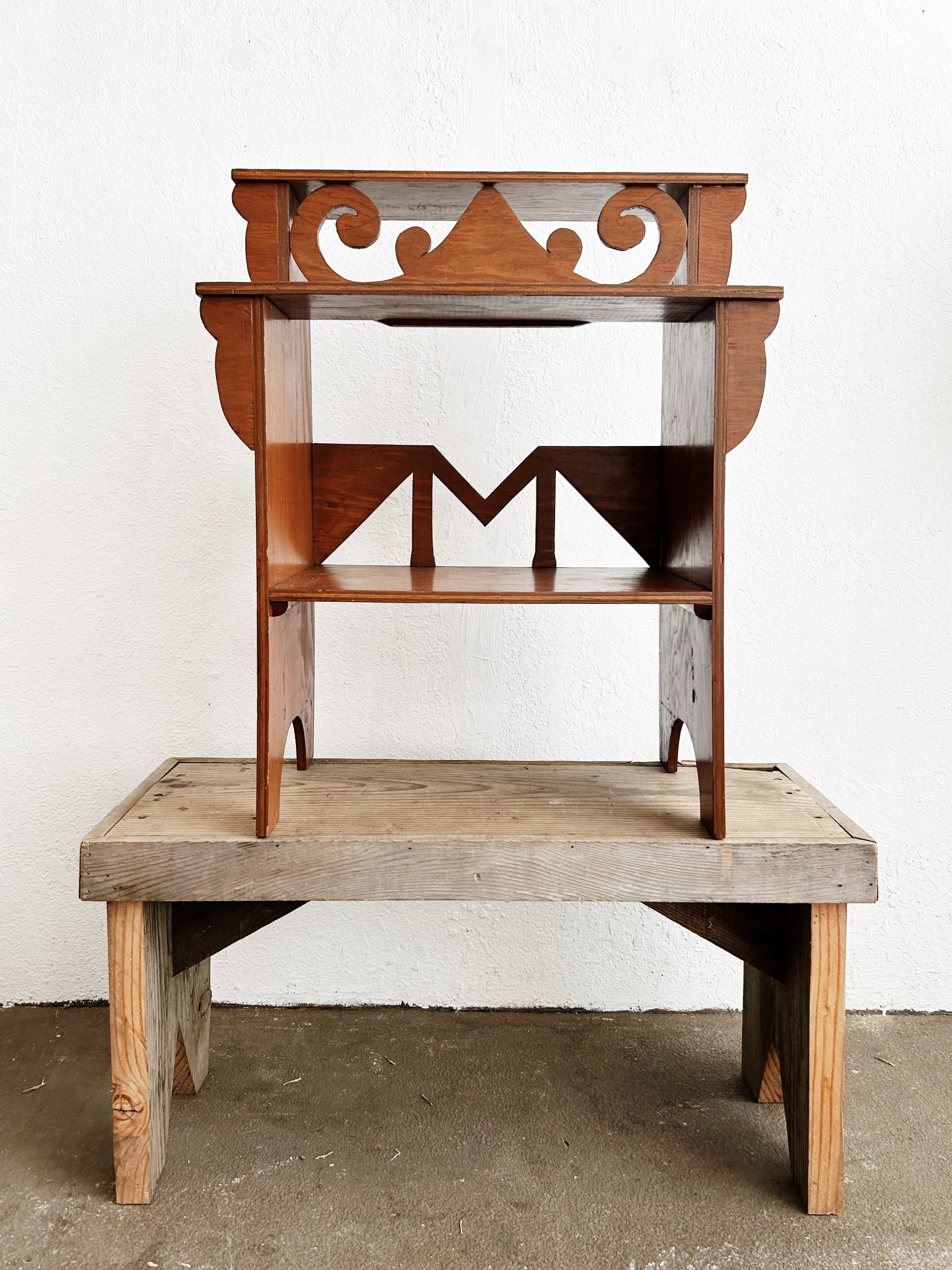 Antique Wooden Divided Shelf - Thumbnail 5