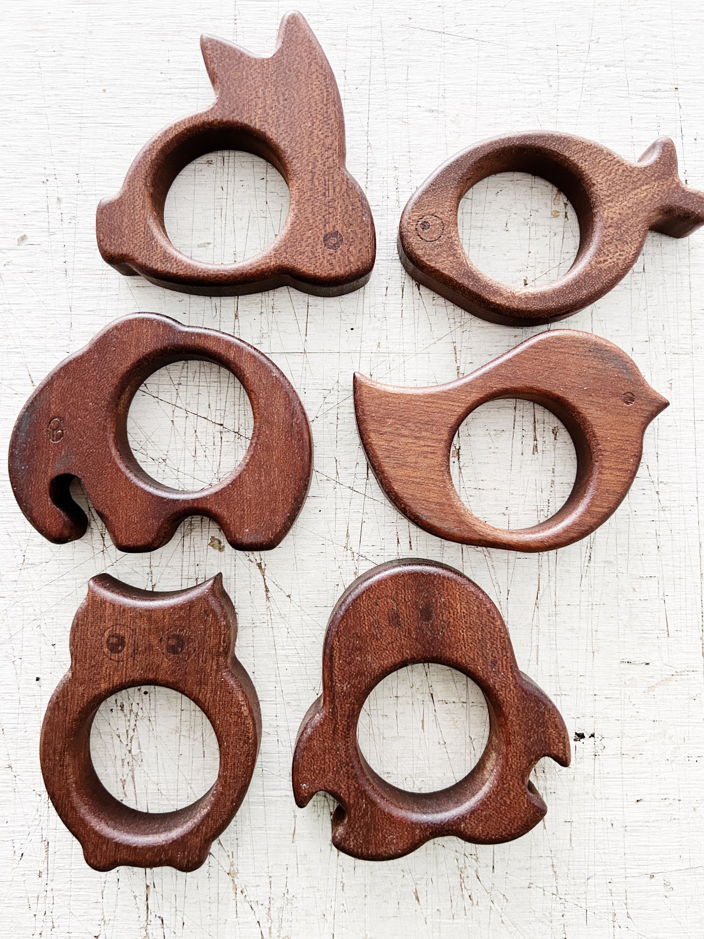 Wooden Animals Napkin Ring Set