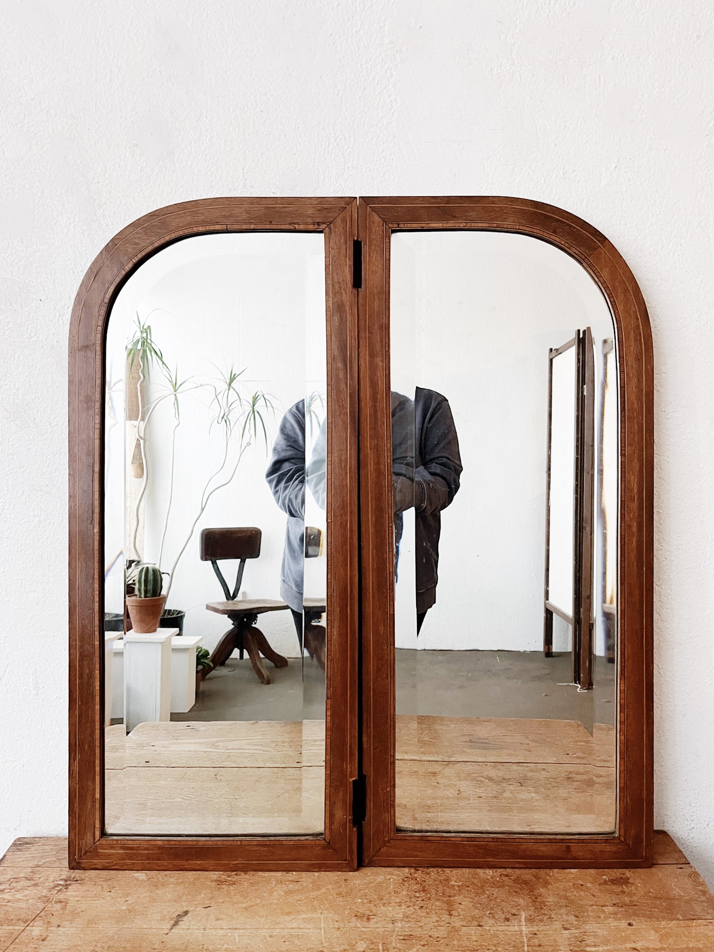 Antique Arched Inlay Mirror