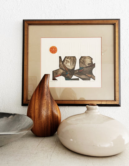 Original Mid Century Signed Etching ‘The Red Ball’ by Jean Nantais