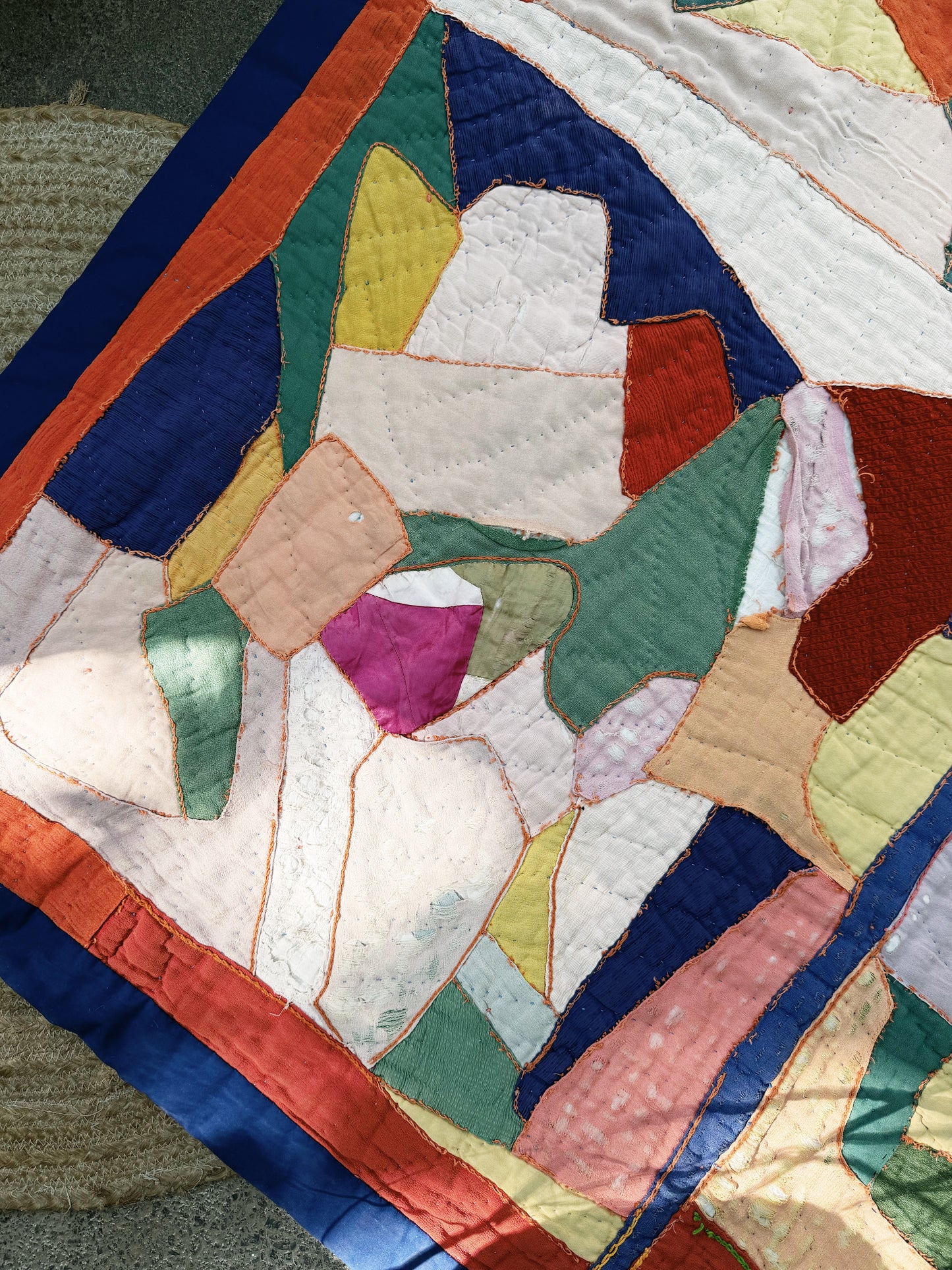 Vintage Silk Freeform Quilt