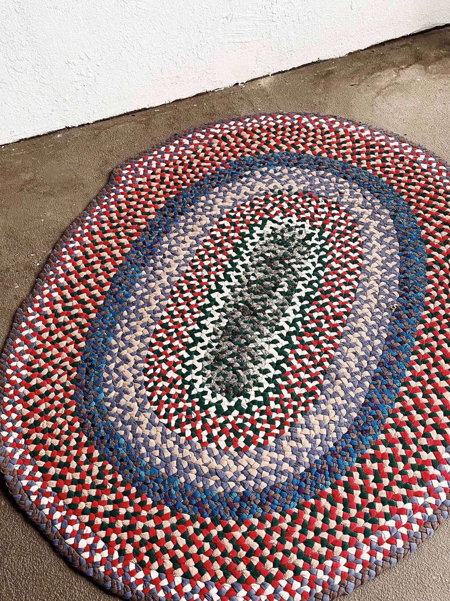 Vintage Braided Cotton Rag Rug