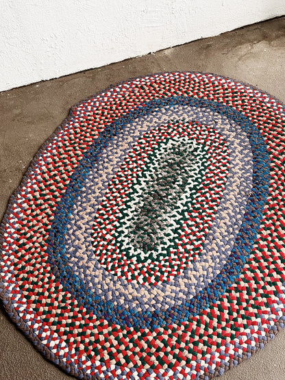Vintage Braided Cotton Rag Rug
