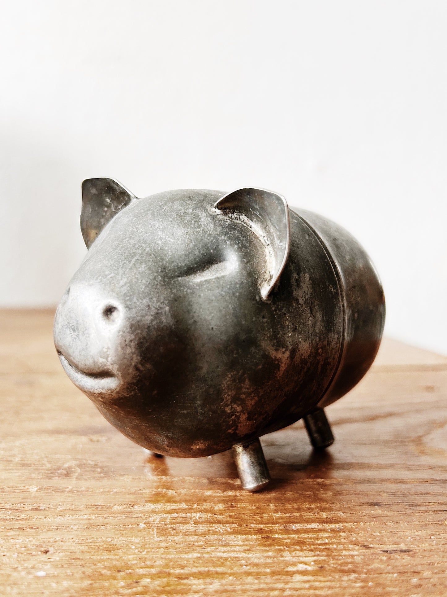 Vintage Pewter Piggy Bank