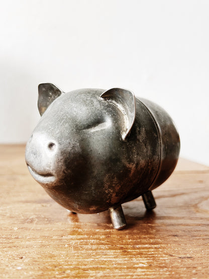 Vintage Pewter Piggy Bank