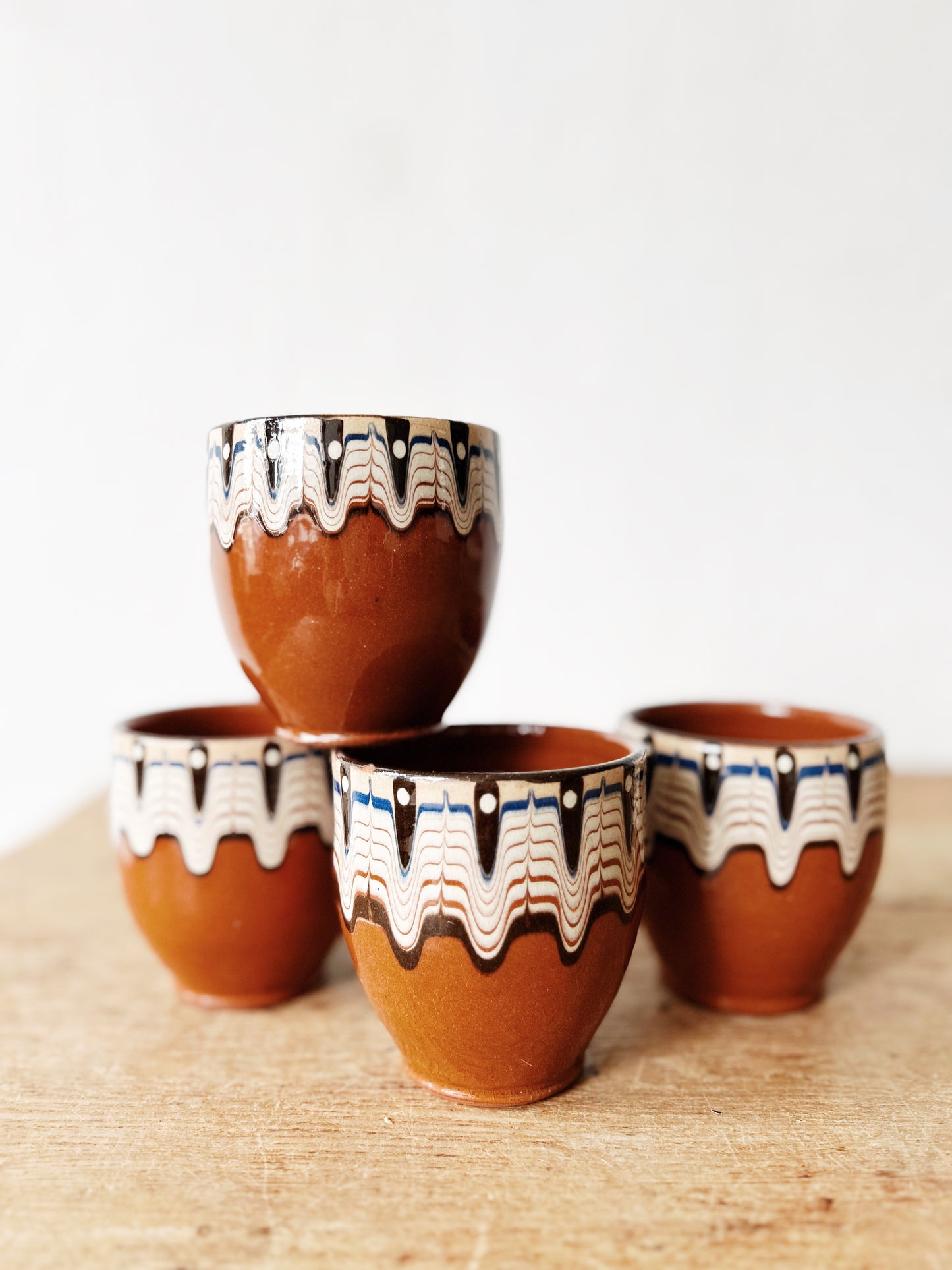 Set of Four Belgian Pottery Cups